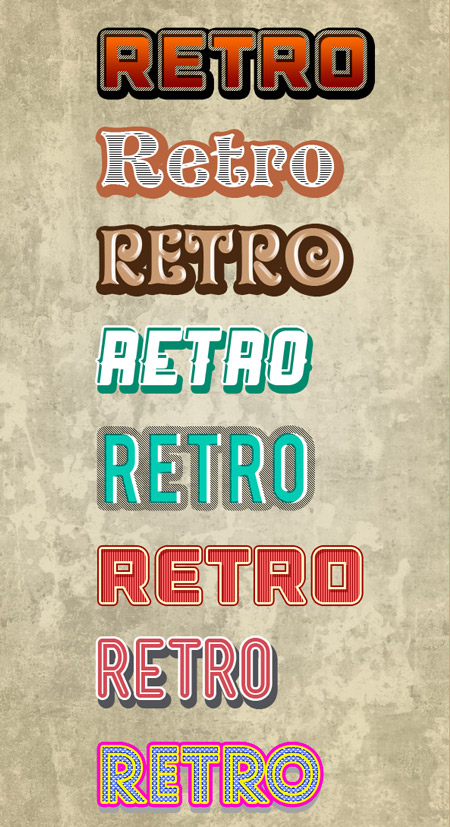 Retro text styles