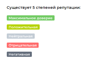 Репутация, как признак доверия